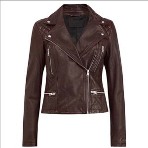 All Saints Catch Biker Leather Jacket in Oxblood Red, Women’s size 2